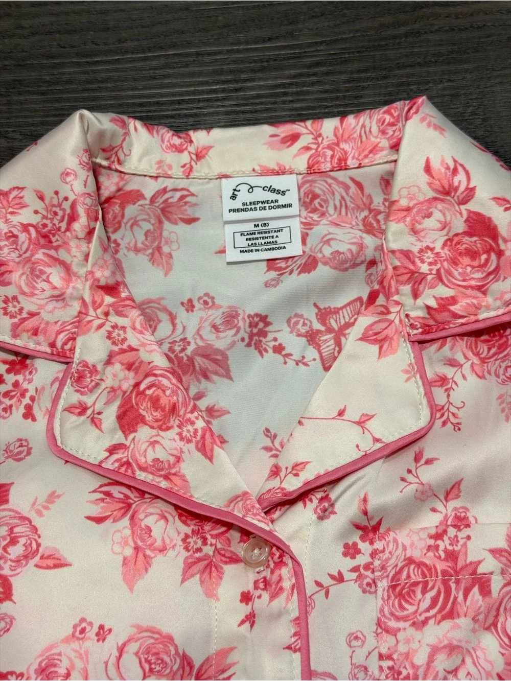 NWT ~Art Class Floral Short Sleeve Button Down Pajama Set Top & Bottom, Medium 8